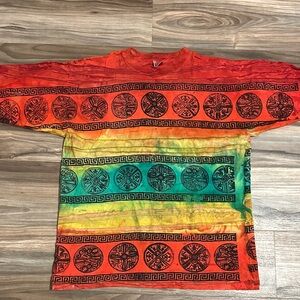 1990's Vintage T Shirt Allover Print Tribal Latin Reggae Ritz Tag Label